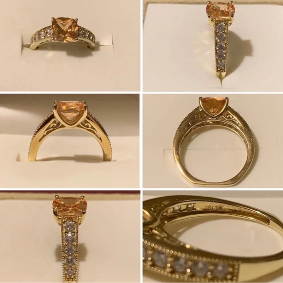 Bella Luce 4.66 ctw Champagne & White CZ 10k Yellow Gold Ring Size 7 - Picture 1 of 7